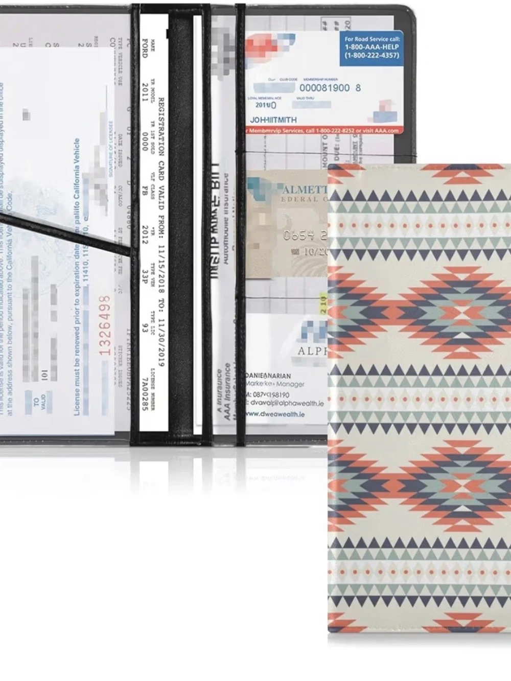 Southwestern Pattern Registration & Insurance Holder 6 Pockets